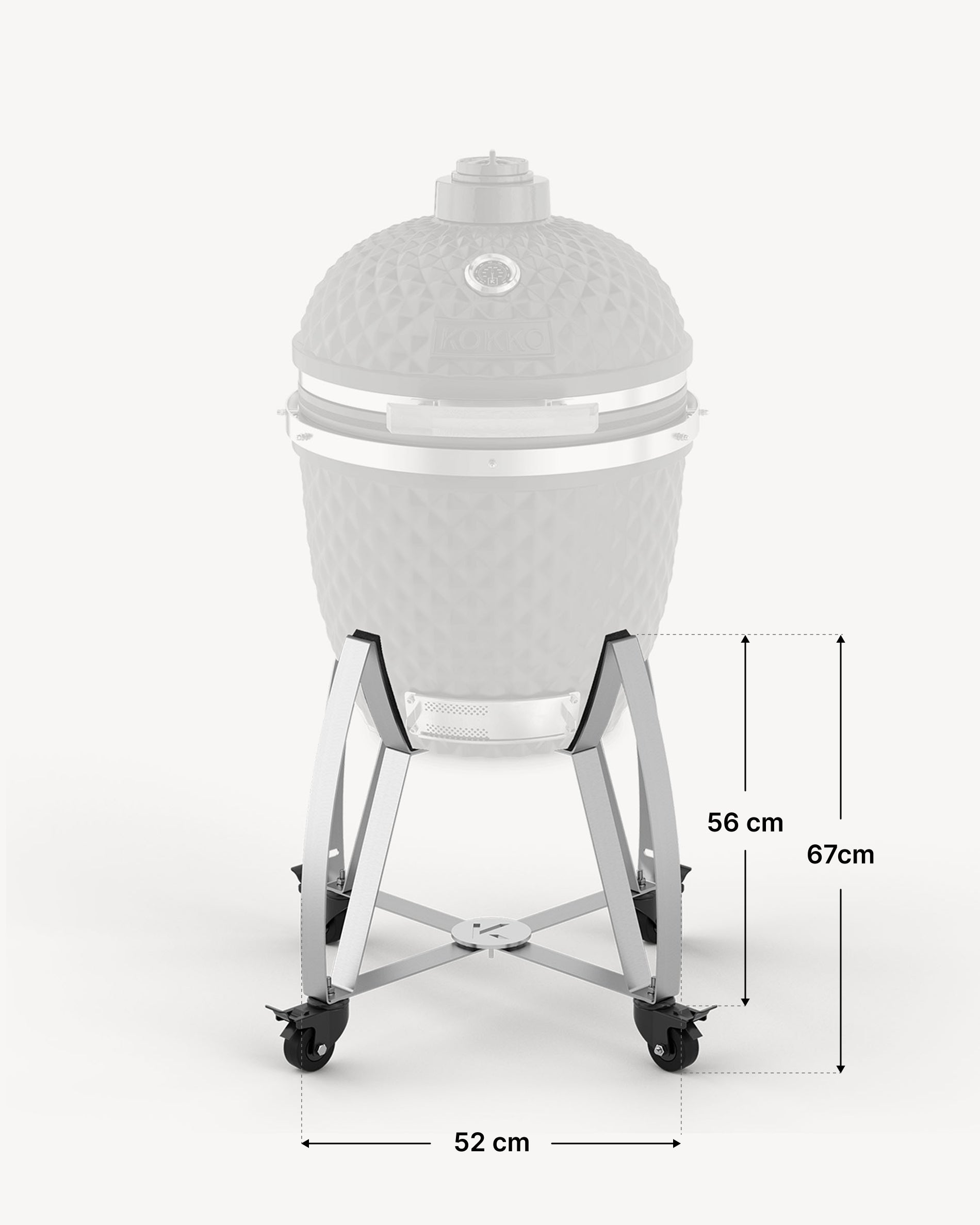 Schéma des dimensions du chariot inox Kokko XL 22 pouces.