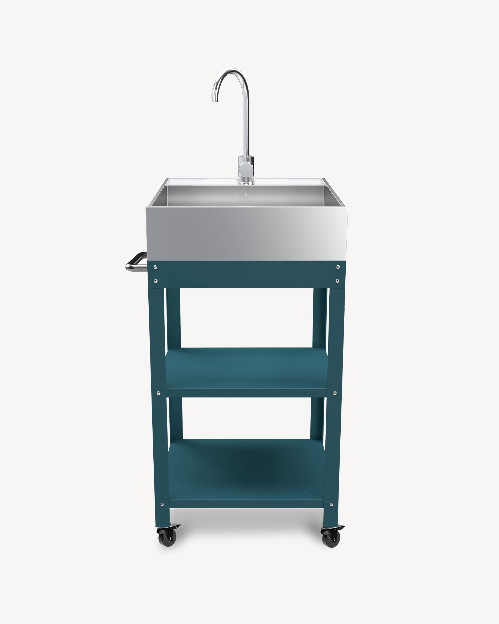Desserte en Métal bleu océan avec évier Inox