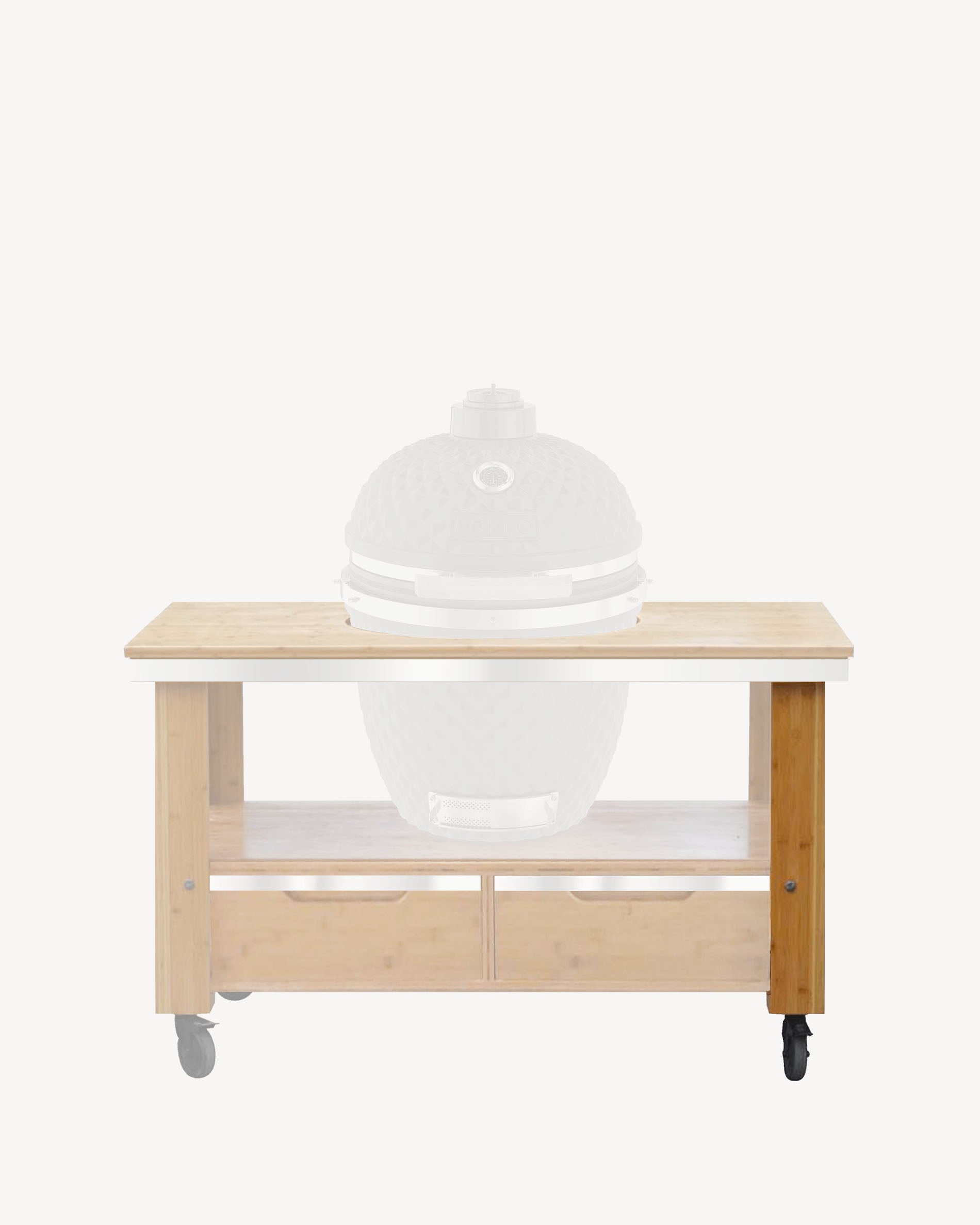 Chariot en bois avec tiroirs conçu pour supporter un kamado Kokko.